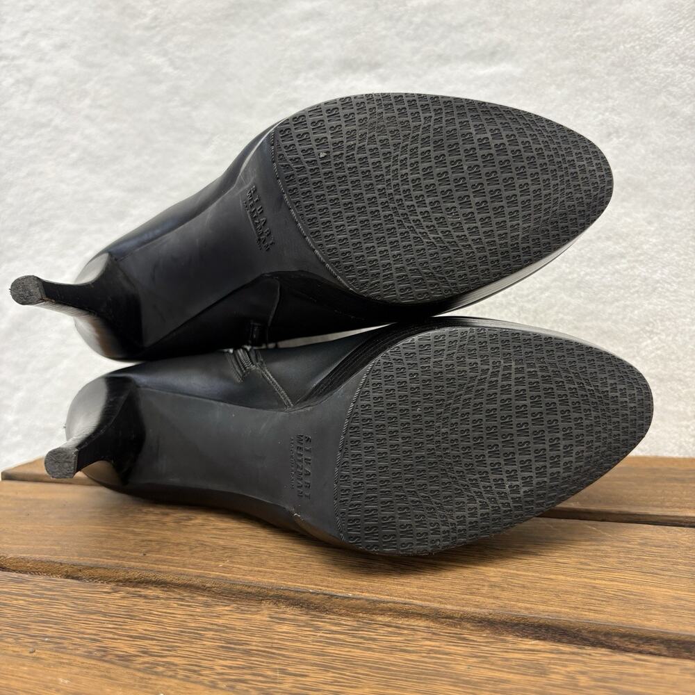 Stuart Weitzman Ankle Boots Napa Leather Black Platform Stiletto Booties 9.5M - Picture 11 of 14